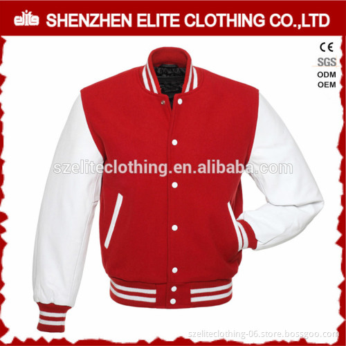 2017 wholesale custom red white bomber varsity jacket long sleeves